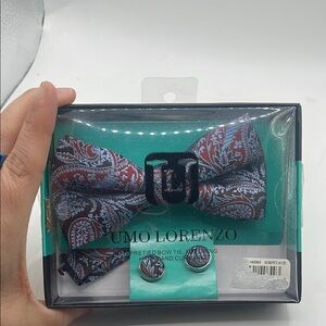 Lorenzo‎ Red and Blue Silk Tie Elegant Accessory